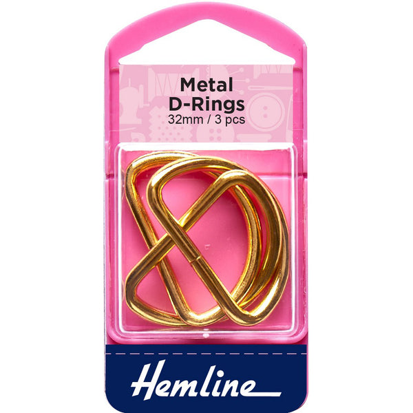 Hemline - D-Rings | Gold | 32mm | 3pce